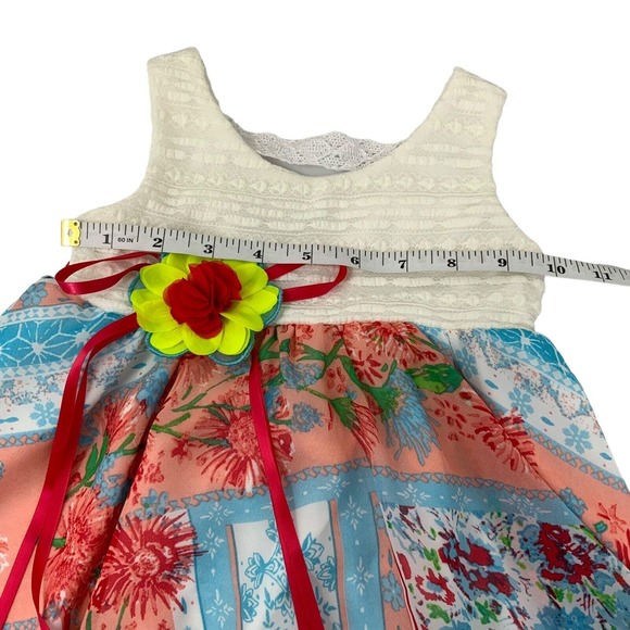 RARE EDITIONS Girl's Country Sleeveless‎ Sun Dress Size 2T Flower Bow Tie Back - Picture 10 of 13